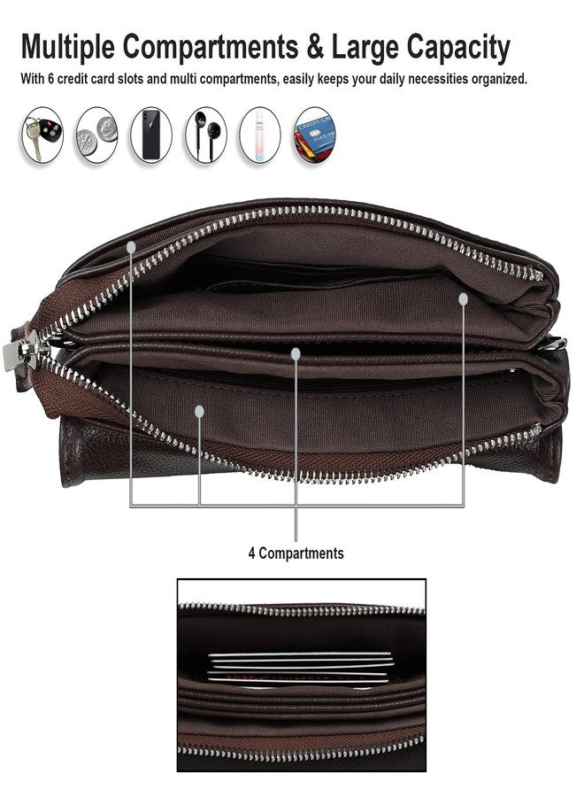 بيفن حقائب كروس صغيرة من الجلد الطبيعي للنساء من بيفين، لون بني داكن، محفظة أنيقة للهاتف المحمول مع جيوب متعددة، تناسب آيفون 14 برو ماكس (لون قهوة). - Image 4